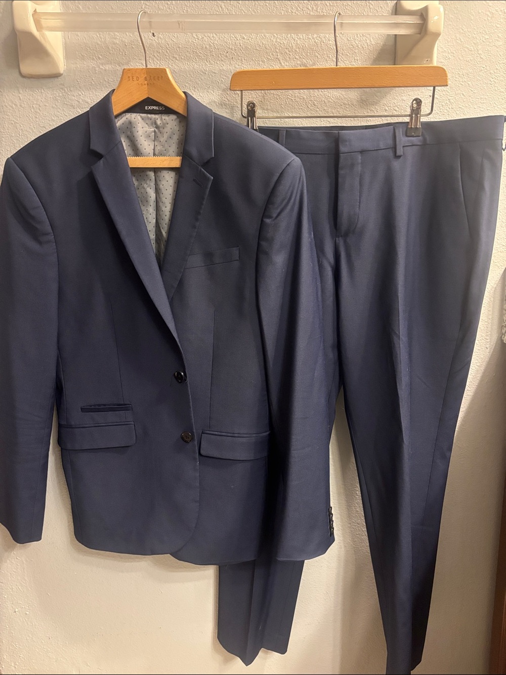 Express Navy Two-Piece Men's Suit Jacket and Pants
